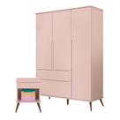 Mesa de Apoio e Guarda Roupa Infantil Alice Rosa Acetinado - Phoenix Baby