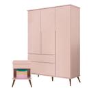 Mesa de Apoio e Guarda Roupa Infantil Alice Rosa Acetinado - Phoenix Baby