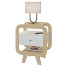 Mesa de Apoio Lateral com USB Theo 1 Gaveta Naturale e Branco