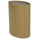 Mesa De Apoio Lateral Oval Tampo Vidro Glow Madeira Amendoa Nacc