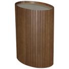Mesa De Apoio Lateral Oval Tampo Vidro Glow Madeira Pinhao Nacc