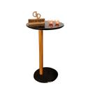 Mesa De Apoio Lateral Para Sofá Monopé Com Vidro Preto