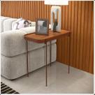 Mesa de apoio Nature com pés em ferro cobre e couro