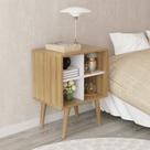 Mesa de Apoio para Sala com 4 Nichos MDP Amêndoa/Off White Pés Cônicos Tecnomobili