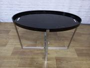 Mesa de Apoio Preta Oval Laca - 0,62x0,45x0,80cm