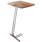 Mesa de Apoio Soft para Sofá Castanho com Base em Metal Cromado