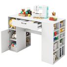 Mesa de Artesanato Giantex 135 cm com 14 Cubos de Armazenamento Branca Mesa de Artesanato Giantex 135 cm com 14 Cubos de Armazenamento Branca