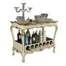 Mesa de Bebidas com Garrafeiro em Madeira Maciça Laca Branca com Apliques Folheados a Ouro