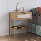 Mesa de Cabeceira 01 Gaveta com Telinha Industrial Indy A03 Hanover Dourado - Lyam Decor