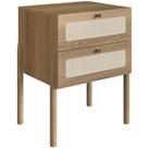 Mesa de Cabeceira 02 Gavetas com Telinha Pés Madeira Moss A03 Hanover Roble - Lyam Decor