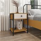 Mesa de Cabeceira 1 Gaveta 61cm X 48cm Sevilha Marrom Preto/Nature/Off White