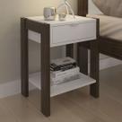 Mesa de Cabeceira 1 Gaveta com Tomada Az1016 Branco/Nogal. - Tecno Mobili
