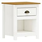 Mesa De Cabeceira 1 Gaveta Madeira Maciça Mazzaro F06 Branco Freijó - Lyam Decor