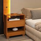 Mesa de Cabeceira 1 Gaveta Orgânica Luna com Carregador USB 100% MDF 46cm Yescasa Marrom