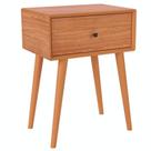 Mesa de Cabeceira 1 Gaveta Pés Palito Kayla D03 Freijó - Lyam Decor