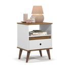 Mesa de cabeceira 1 gaveta Ted branco/ freijó