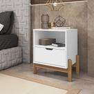 Mesa de Cabeceira 1 Gavetas 52x58cm Antares Branco Mesa de Cabeceira 1 Gavetas 52x58cm Antares Branco