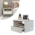 Mesa de Cabeceira 100% MDF mesa de cabeceira Suspenso Branco 40cm com Gaveta Embaixo
