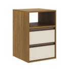 Mesa de Cabeceira 100% MDF Puxador Calha 2g Freijo/off Marrom Freijó/Off White