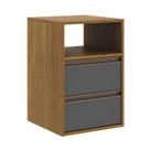 Mesa de Cabeceira 100% MDF Puxador Calha 2g Freijo/titânio