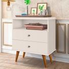 Mesa de Cabeceira 2 Gavetas 1 Nicho Status Off White