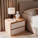 Mesa de Cabeceira 2 Gavetas Aurora Bege Carvalho Nature/Off White
