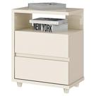 Mesa de Cabeceira 2 Gavetas Campeche Off White - Henn