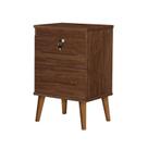 Mesa de Cabeceira 2 Gavetas com Chave Barata Canelato Amêndoa Full