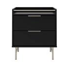 Mesa de Cabeceira 2 Gavetas com LED Yves 53 cm - Preto Fosco c/ Champanhe