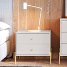 Mesa de Cabeceira 2 Gavetas Jasper 64 Cm Branco/Dourado