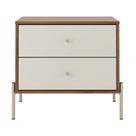 Mesa de Cabeceira 2 Gavetas Jasper Off White e Canella