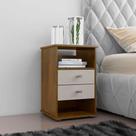 Mesa de Cabeceira 2 Gavetas Londres Canela Off White Borsari Móveis