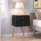 Mesa de Cabeceira 2 Gavetas Retro Bled Preto