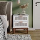 Mesa De Cabeceira 2 Gavetas Santorini Branco 45 Cm Palhinha Indiana