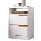 Mesa de Cabeceira 2 Gavetas Sara Flex Branco/Freijó