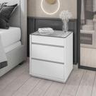 Mesa de Cabeceira 3 Gavetas com Organizador Tampo Vidro Belize Branco Mesa de Cabeceira 3 Gavetas com Organizador Tampo Vidro Belize Branco