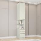 Mesa de Cabeceira 3 Gavetas e 1 Porta Seletto Branco Areia Hp Mesa de Cabeceira 3 Gavetas e 1 Porta Seletto Branco Areia Hp