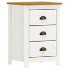 Mesa De Cabeceira 3 Gavetas Madeira Maciça Mazzaro F06 Branco Freijó - Lyam Decor