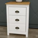 Mesa de Cabeceira 3 Gavetas Madeira Maciça Mazzaro F06 Branco Freijó - Lyam Decor