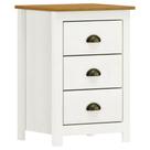Mesa de Cabeceira 3 Gavetas Madeira Maciça Mazzaro F06 Branco Freijó - Lyam Decor