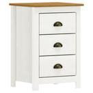 Mesa de Cabeceira 3 Gavetas Madeira Maciça Mazzaro F06 Branco Freijó - Lyam Decor