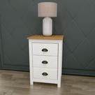 Mesa de Cabeceira 3 Gavetas Topázio 100% Madeira Maciça para Quarto Branco/Freijó Mesa de Cabeceira 3 Gavetas Topázio 100% Madeira Maciça para Quarto Branco/Freijó