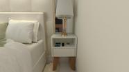 Mesa de Cabeceira 30cm MDF Branco Off White com Pés Mesa de Cabeceira 30cm MDF Branco Off White com Pés