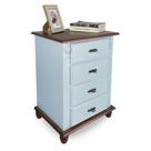 Mesa de Cabeceira 4 Gavetas Sevilha Modema Rustic 404 - Laca Azul Bebê/Imbuia Glazer