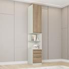 Mesa de Cabeceira 40cm Modulada 3 Gavetas 1 Porta Seletto Henn - Areia/Jequitibá