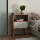 Mesa de Cabeceira 45cm 1 Gaveta Freijó/Off White - Dalla Costa Mesa de Cabeceira 45cm 1 Gaveta Freijó/Off White - Dalla Costa