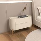 Mesa de Cabeceira 51cm com 2 Gavetas e Pés em Metal 100% MDF