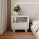 Mesa de Cabeceira 55cm com Gaveta e Nicho 100% Mdf Padrão Planejados Mabel Branco