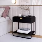 Mesa de Cabeceira 60cm 1 Gaveta Orgânica Pé Metal Luna Nero/Preto
