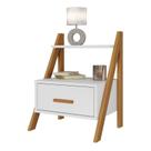 Mesa de Cabeceira Aberta Mesinha Apoio Lateral Cama Quarto Nicho Decoração Ambiente 1 Gaveta Anatelli Retrô Branco